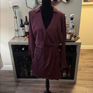 Abercrombie & Fitch Long Sleeve Dress in Burgundy